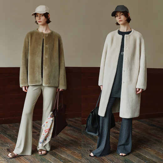 MSBEAST Miss Beast Imported Merino Fur One-piece Jacket Women's Lamb Fur Coat丨Snowing Ningdong Milk Gray M