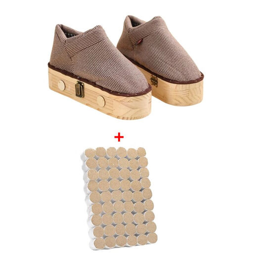 YWZR Trendy Care Appliance Four Seasons Thin Open Flame Moxibustion Shoes Foot Warm Moxibustion to Dispel Cold Foot Moxibustion Box Foot Moxibustion Box Sole Thin Brown Large Size 40-43 + 54 Moxa Pills