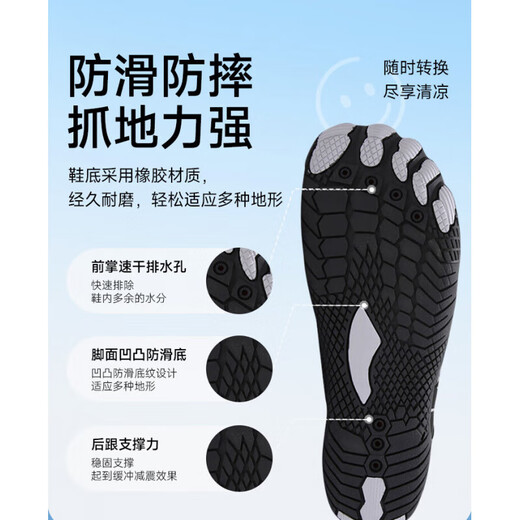 Jingyouyu German quality river-tracing shoes beach shoes children's quick-drying non-slip men's anti-cut beach wading shoes women's can go into the water navy blue upgraded model anti-sand/quick-drying/drainage 38