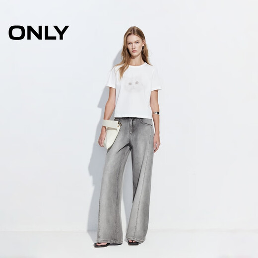 ONLY2025夏季新款渐变长裤宽松舒适直筒裤牛仔裤女|125232040 J08 浅牛仔灰 M M标准裤长