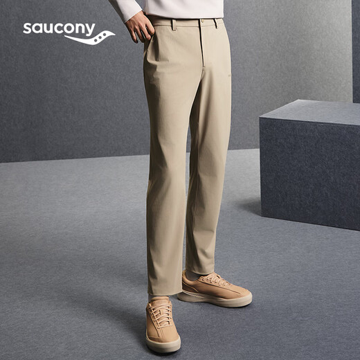 SAUCONY knitted trousers for men, anti-wrinkle, elastic, loose, sporty and comfortable, daily commuting, business casual sports pants, Titan Khaki XL