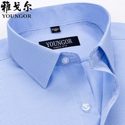Yager CEO Men's Short-sleeved Shirt Summer Pure Cotton Business Casual Professional Outfit Anti-Wrinkle-Free Middle-aged Stripes DX6630 38 Suggestions [100-120Jin [Jin equals 0.5 kg]]