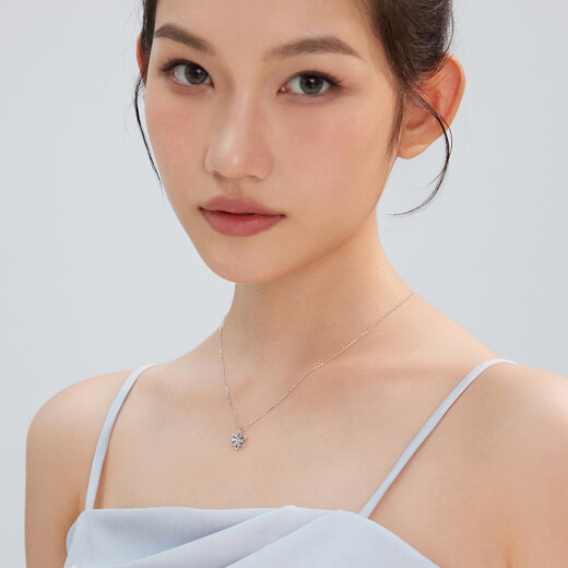 Lukfook Jewelry platinum 950 snowflake gilt platinum necklace set with extension chain as a gift. Price L19TBPN0005 3.60 grams (including labor cost 623 yuan)