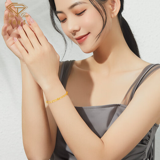 Chinese jewelry baby's breath gold bracelet 18k gold double layer gold bead bracelet for wife's birthday gift for girlfriend Mid-Autumn Festival gift 0.9g rose gift box