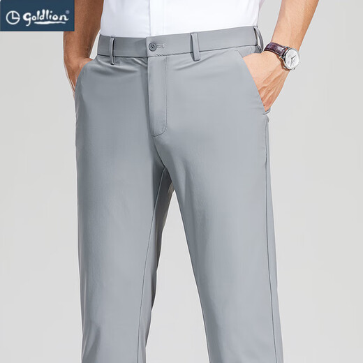 金利来男士夏季薄款休闲西装裤中年爸爸纯色免烫裤子微锥直筒长裤 724藏青 29