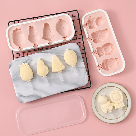 Suican ice cream mold food-grade silicone home-made popsicle ice cream sorbet grinder children's cheese stick model pink four-in-one fruit style