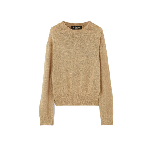 Loro Piana/nuoyoupiana LP Pull Brolo femme soie bouclé tricoté col rond manches longues chemise à bascule 2025 nouveau camel beige L