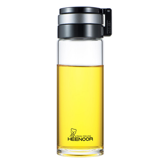 Copa de vidrio de una sola capa de Heenoor para hombres y mujeres Anillo de elevación de gran capacidad portátil al aire libre para fugas resistente al calor de té de té de té de té de té anillo de elevación portátil (con filtro) 695ml
