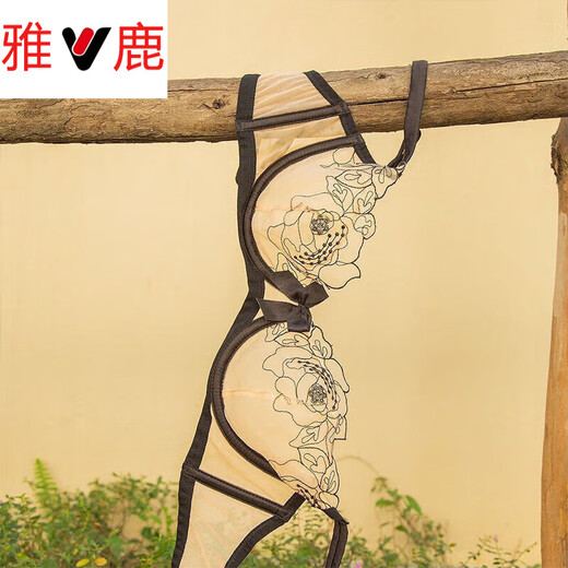 Yalu Transparent Bra Underwear Gathering Feminine Charming Thin Lace Embroidered Girls Bra Set Black Set 85B 38B