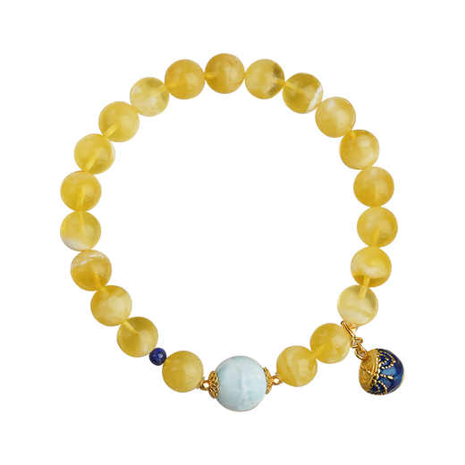 Potala Palace beeswax sea grain stone bracelet 925 silver treasure bowl pendant single circle amber bracelet for men and women as a birthday gift for girlfriend