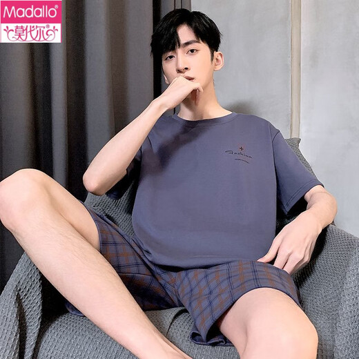 Modal summer short-sleeved shorts for men's pure cotton thin pajamas for outdoor casual sports home clothing large size suit 9922 L
