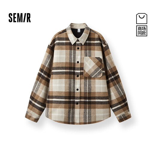 Semir Wang Anyu | Shopping mall same style | Woolen jacket men's winter plaid shirt 25 retro tops 101725118103
