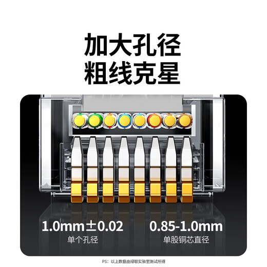 绿联超五类网线水晶头 超5类镀金工程级RJ45电脑千兆网络连接器 CAT5E非屏蔽8P8C水晶头100个 50246