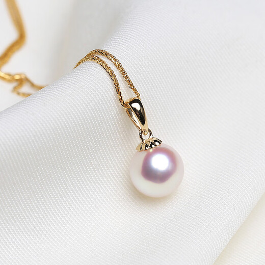 Libiao Japan AKOYA natural seawater pearl pendant 18K gold necklace classic melon seed style single for women simple with starfish 18K gold single pendant 6.5-7mm