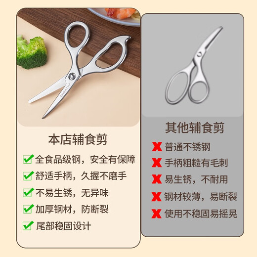Ciseaux d'alimentation complémentaire Ciseaux d'alimentation complémentaire de qualité alimentaire pour bébé 316 Ciseaux portables en acier inoxydable de qualité alimentaire spéciale pour bébé Ciseaux d'alimentation pour bébé en alliage de titane de qualité infantile Certification 99