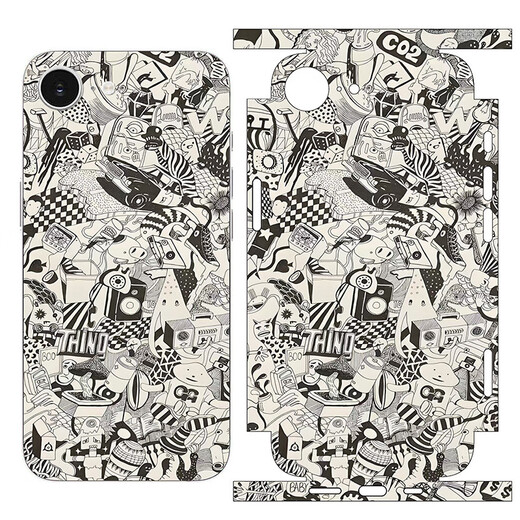 锋码适用于iPhone16e包边手机膜16promax苹果16pro连体涂鸦个性贴纸膜 LX-C6189 For 更多型号请备注(3M)