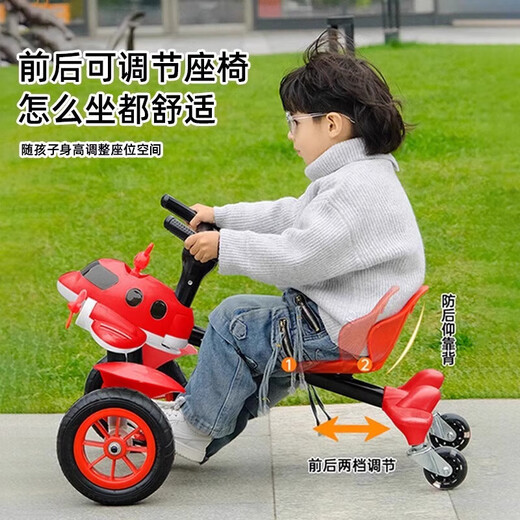 Becky Drift Car Children's Tricycle Sam Airplane Car Bicycle 3-6 Years Old Twist Car Boys and Girls Birthday Gift Red丨Music Lighting + Seat Adjustment + Rubber Wheel