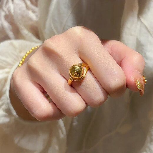 Bieqing gold response to request ring women's new 999 solid gold glossy ring ring Chinese Valentine's Day birthday gift for girlfriend, response to request ring gold weight about 1.76