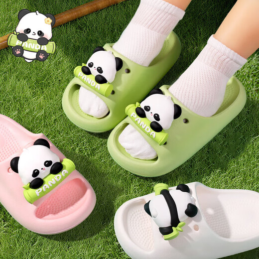Children's slippers summer for boys and girls, middle-aged and older children's home indoor non-slip comfortable soft-soled parent-child outdoor sandals green 35 inner length 22.5cm suitable for feet 21.5-22cm long