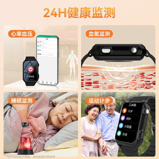 Doctor Meow Telefonuhr für ältere Menschen, Positionierungsuhr, Tracker, Sturzalarm für Erwachsene, Gesundheitsüberwachung, Blutdruck, Herzfrequenz, Videoanruf, Smartwatch, Anti-Fall-Armband, nationale Subventionierung, volle Netcom-Präzise Positionierung + Sturzalarm + Fernüberwachung + Leben wasserdicht