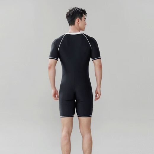 Zailu new men's swimsuit one-piece short-sleeved diving suit sun protection quick-drying jellyfish suit snorkeling sports fitness suit L 90-110 Jin Jin equals 0.5 kg