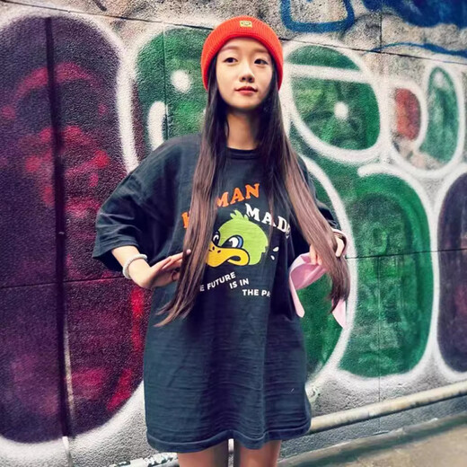 LEE KIDS日系美式潮牌human龙年限定短袖男士情侣夏季卡通动物T恤女上衣 3886白色 S