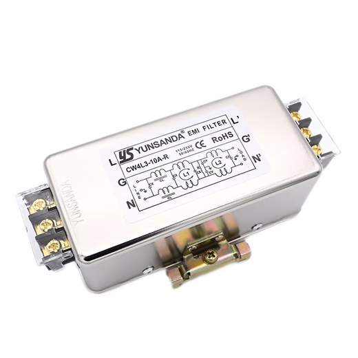 YS YUNSANDA single-phase double-pole three-pole high-performance rail-mounted power filter 220v AC anti-interference CW4L2-10A-R1 side rail installation