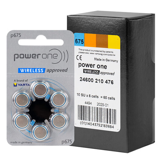 Powerone助听器纽扣电池P10 P13 P312 P675 P675(6粒) 1盘