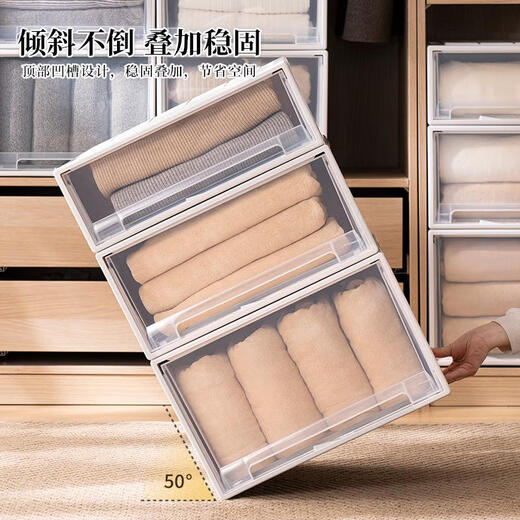 Caja de almacenamiento de vestuario de cajón sanqihu caja de almacenamiento transparente para el hogar caja de acabado de la caja de acabado en espesor de gran capacidad de almacenamiento 45-3923 profundidad 45*ancho 39*altura 23cm blanco una pieza pura blanca