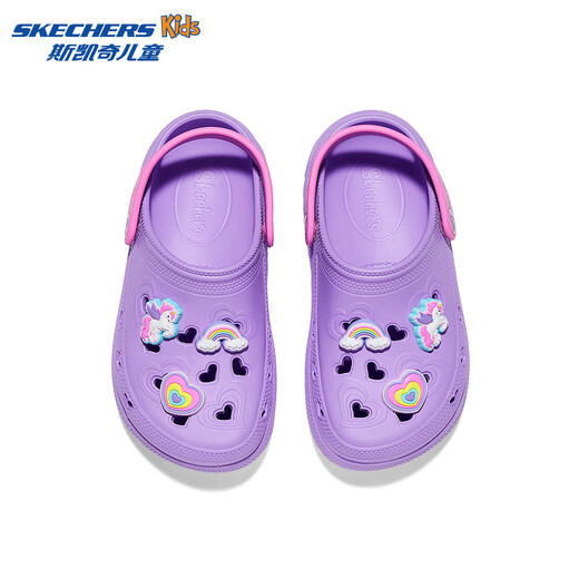 Skechers Girls' Slip-On Croc Shoes Summer Fashionable Outerwear Lightweight Hydrophobic Home Non-Slip Casual Lightweight 308104L Lavender/LAV 27.5