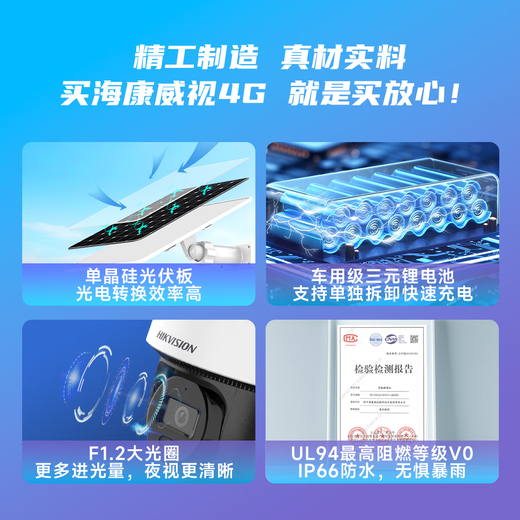 Hikvision 4G-Solarkamera, lebenslanger kostenloser Verkehr und kein Plug-in, 360-Grad-Panorama-Vollfarb-Nachtsicht-Außenmonitor für den ländlichen Raum T1S4M