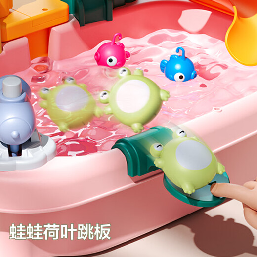 欣格儿童洗碗机玩具电动出水洗碗喷雾滑梯过家家厨房生日礼物向日葵蓝