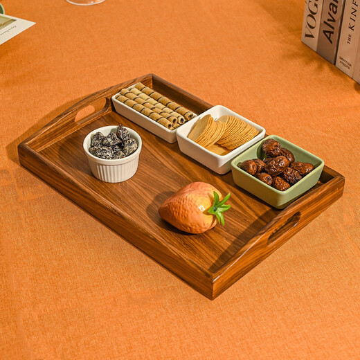 Japanese simple rectangular tea tray small and large wooden earwood tray tea table accessories kungfu tea set tray ebony wood-curved ear tea tray 34.5*24.5cm