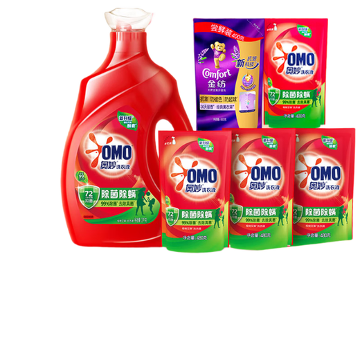 OMO antibacterial and mite removal laundry detergent 10.48Jin Jin equals 0.5kg (3KG+400G 2+480G 3) Two sets are shipped randomly