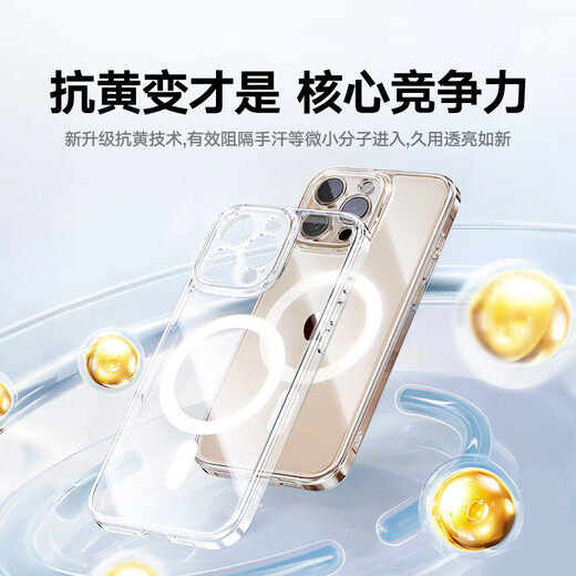 Xuanhuang [feines Lochlinsen voll inklusive | Super starker Airbag-Anti-Fall] Geeignet für Apple 16promax Mobiltelefon Hülle iPhone16pro Schutzfall Magnetisch absorbiert transparente Anti-Fall-Silikonwärme-Ablöste [iPhone16promax] Senden