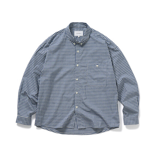 714street loose cotton couple long-sleeved blue plaid shirt for men and women 2025 autumn miu shirt, size is too large, blue and white plaid M