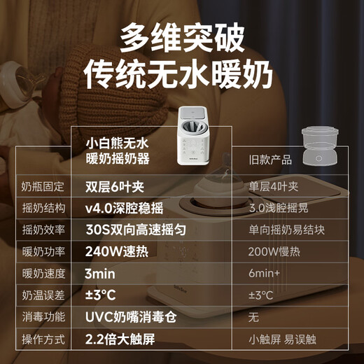 Little White Bear SnowBear shaker à lait, chauffe-lait, chauffe-lait deux-en-un, chauffe-lait, shaker à lait, chauffe-lait stérilisé sans eau, mousseur à lait 5095