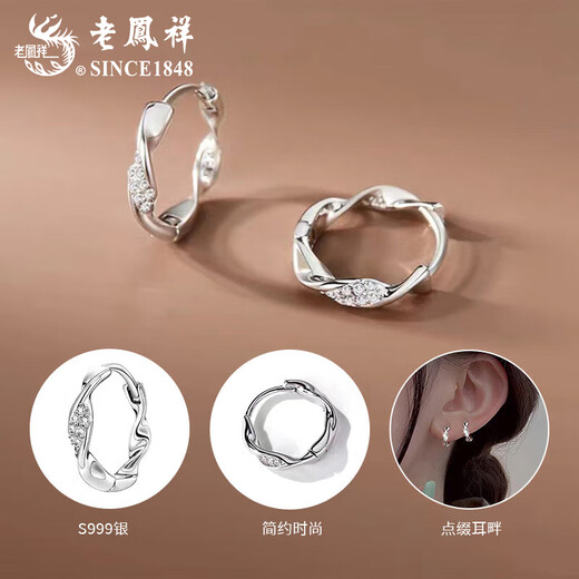 Lao Fengxiang Twist Mobius Earrings for Women, Light Luxury Niche Ear Captive Hole Earrings, Valentine's Day Birthday Gifts/Next Day Delivery - Twist Mobius Earrings