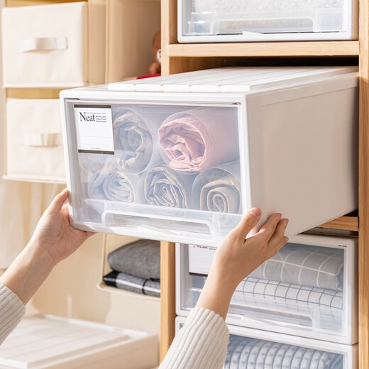 BEYZK Kleiderschrank, Schublade, Aufbewahrungsschrank, Zuhause, Kunststoff, Kleiderschrank, Aufbewahrungsbox, verdickter Organisationsschrank, Aufbewahrungsschrank, 37 l, verdickt, abschließbar, Modell 3523, Tiefe 47 x B, 35 x H, weiße Schublade, preiswertes Einzelpack