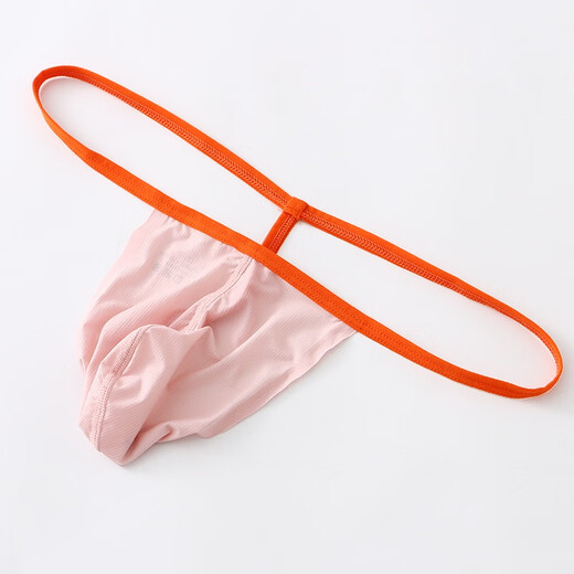 Men's ice silk underwear, thin straps, traceless, low-waisted, sexy one-thread, breathable, naked, large pouch, single thong, black, XXL size