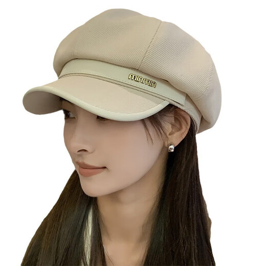 Beret duck cap for women British leather Korean style all-match painter's hat dome retro beret showing face in autumn and winter dark coffee