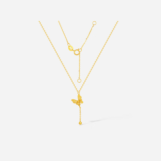 Saturday blessing yellow 18K gold butterfly necklace birthday gift for girlfriend C0616297 40+5cm