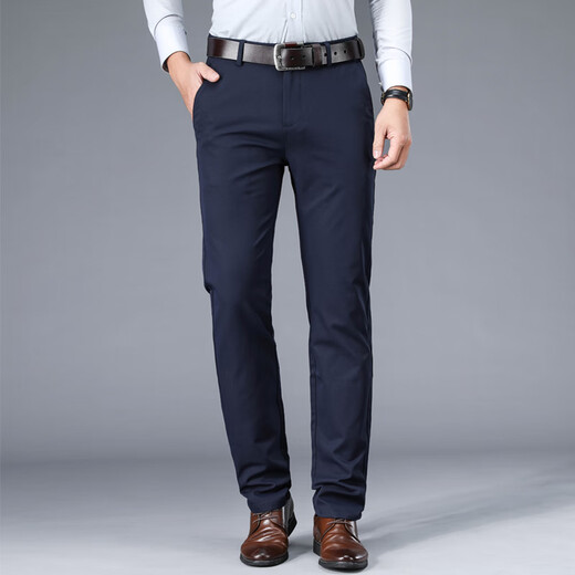 Seven Wolf (SW1960) 2025 Spring and Autumn New Tennis Casual Pants Men's Trousers Loose Straight Men's Trousers Summer Thin Business Long Pants Dark Blue 1517 Four-sided Flash Thin 29