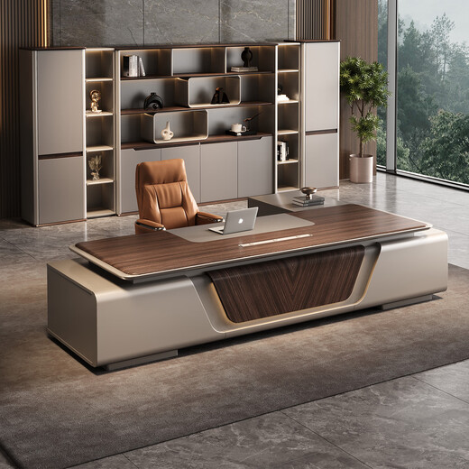 Jiazhi President Desk Boss Desk Light Luxury High-end Office Furniture Chairman Executive Desk Desk and Chair Combination 2.8m Boss Desk + 3.1m File Cabinet