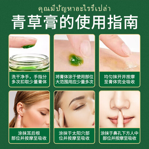 QISE Thai Green Grass Cream Mosquito Bites Itchy Skin Moisturizing and Refreshing Lithospermum Cream Cooling Oil Universal for All Seasons Chapped Itching Thai Green Grass Cream x1 bottle