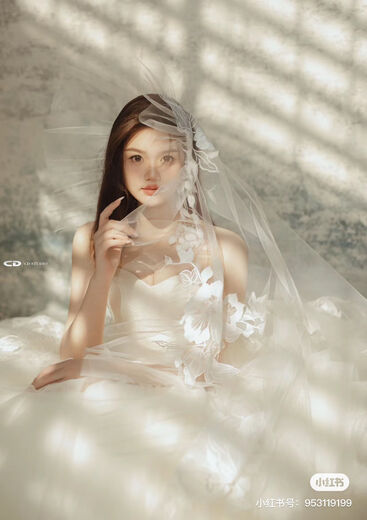识恩新娘结婚主婚纱头纱森系蕾丝花边盖头长拖尾韩式高端头饰 乳白色 175cm以上