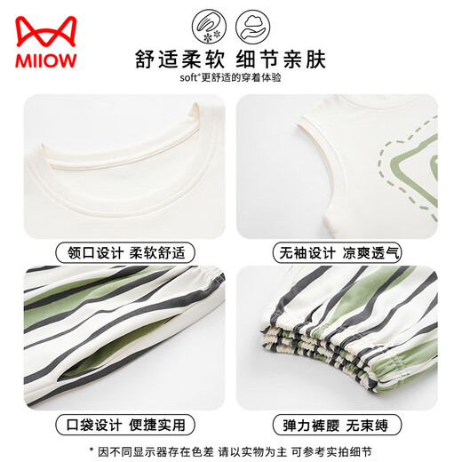 猫人（MiiOW）背心睡衣女士夏季纯棉薄款休闲卡通无袖可外穿家居服套装 A-826女 M