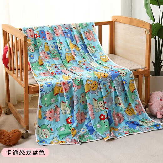 RSRDDY cotton silk summer cool quilt quilt summer cool quilt baby thin blanket summer kindergarten quilt summer baby artificial cotton cartoon dinosaur blue bottom 100x140cm-suitable for 1-3 years old