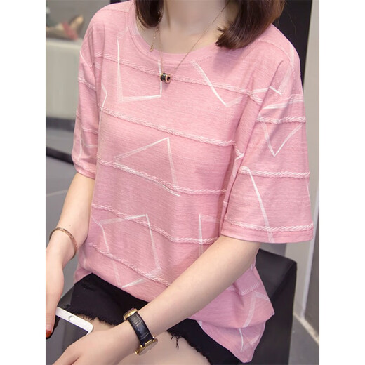 
Silk decoration wardrobe with large size to cover the belly and make you look slim top for women 2025 summer new fat mm casual loose short-sleeved T-shirt for women orange 6626 4XL 185-200Jin [Jin equals 0.5 kg]