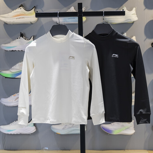 Li Ning children's long-sleeved T-shirt 2025 autumn new style men's and women's sweat-absorbent comfortable sweatshirt bottoming shirt YTLV103 black YTLV103-2 110